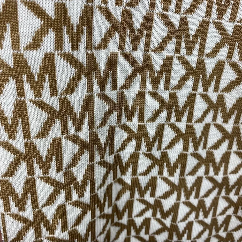 Michael Kors Monogrammed scarf in tan and white 64x10